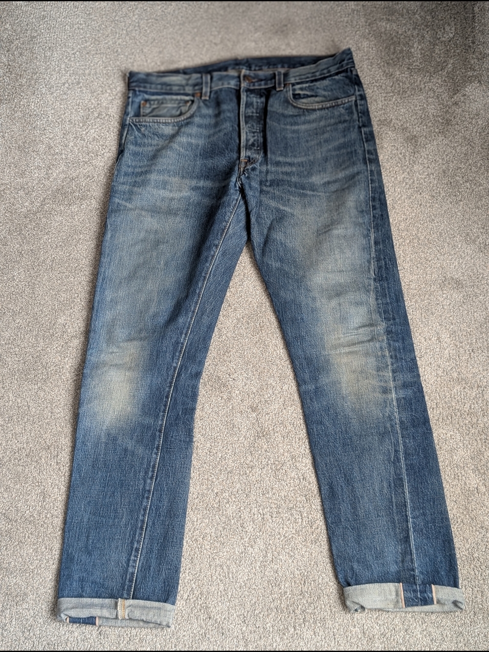 Levi's Vintage Clothing 1966 501 customized selvedge denim. 34x34 Damaged